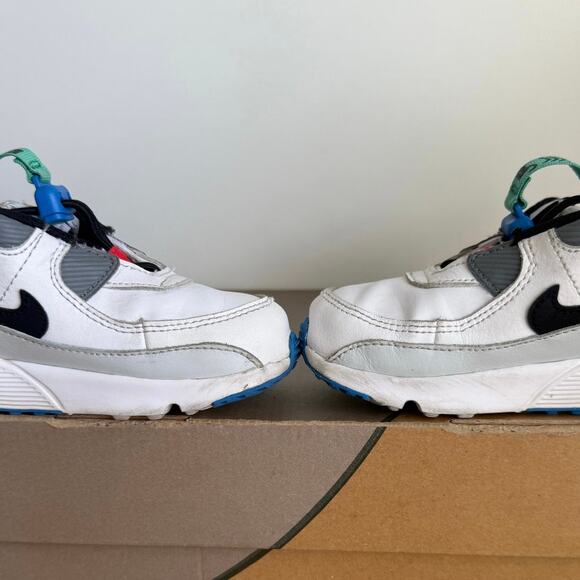 Nike Air Max 90 Toggle White/Black/Green Toddler Sneakers - SZ 8 C - Picture 13 of 15